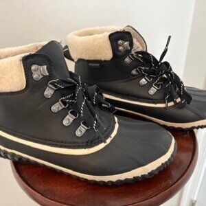 JBU Alison Waterproof Bootie Black Outdoor Faux‎ Fur Rain Snow Ankle Boot Size 9